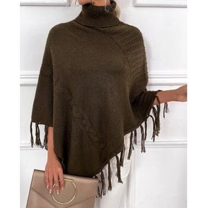 Turtleneck poncho worn twice